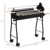 Outsunny Portable Charcoal BBQ Grills Steel Rotisserie Outdoor Cooking Height Adjustable with 4 Wheels Large / Small Skewers Portability for Patio, Ba