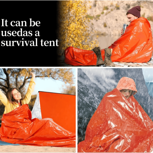 Portable Lightweight Emergency Sleeping Bag, Blanket, Tent - Thermal Bivy Sack For Camping, Hiking, And Outdoor Activities - Windproof And Waterproof